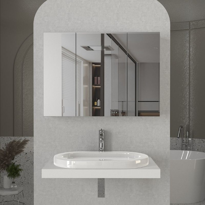 Καθρέπτης μπάνιου Base χρώμα λευκό 90x17,1x65εκ.