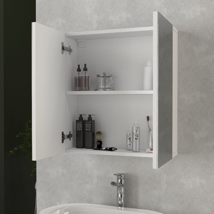 Καθρέπτης μπάνιου Binary χρώμα λευκό 60x17,2x65εκ.