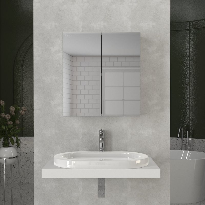 Καθρέπτης μπάνιου Binary χρώμα λευκό 60x17,2x65εκ.