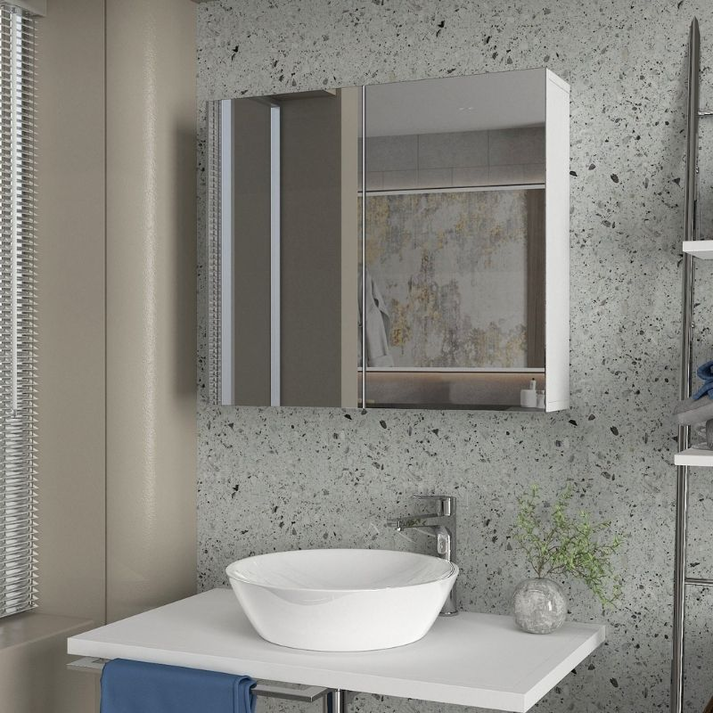 Καθρέπτης μπάνιου Binary χρώμα λευκό 75x17,2x65εκ.