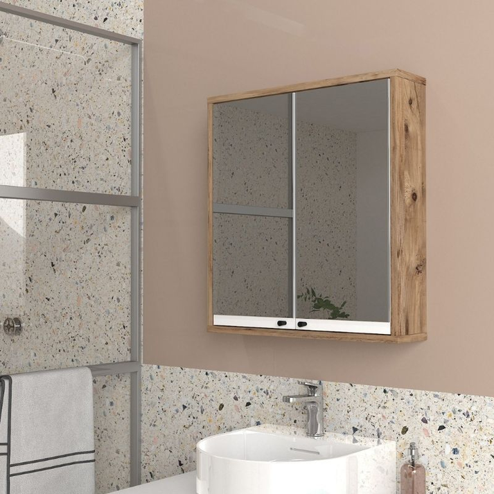 Καθρέπτης μπάνιου Lilian χρώμα atlantic pine 59,6x14,6x65εκ.