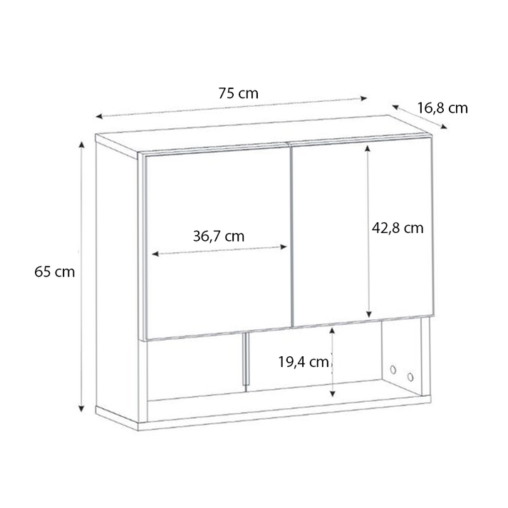 Καθρέπτης μπάνιου Trama χρώμα λευκό 75x16,8x65εκ.