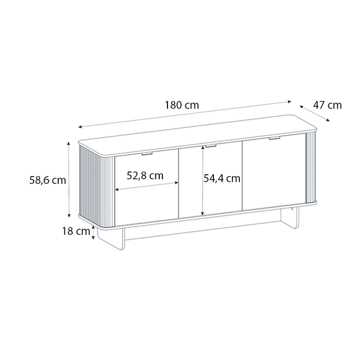 Μπουφές Bohema χρώμα ivory - sepet oak 180x47x76,6εκ.