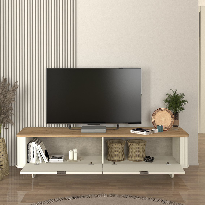 Έπιπλο τηλεόρασης Bohema χρώμα ivory - sepet oak 180x47x45,6εκ.