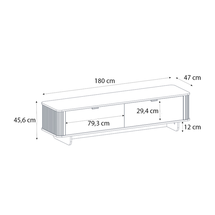 Έπιπλο τηλεόρασης Bohema χρώμα ivory - sepet oak 180x47x45,6εκ.
