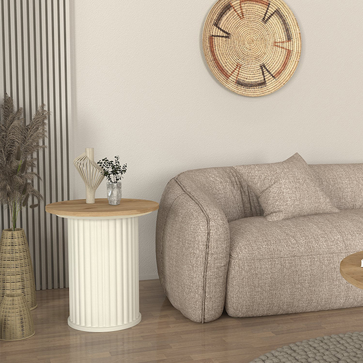 Τραπεζάκι βοηθητικό Bohema χρώμα ivory - sepet oak Ø50x53,2εκ.