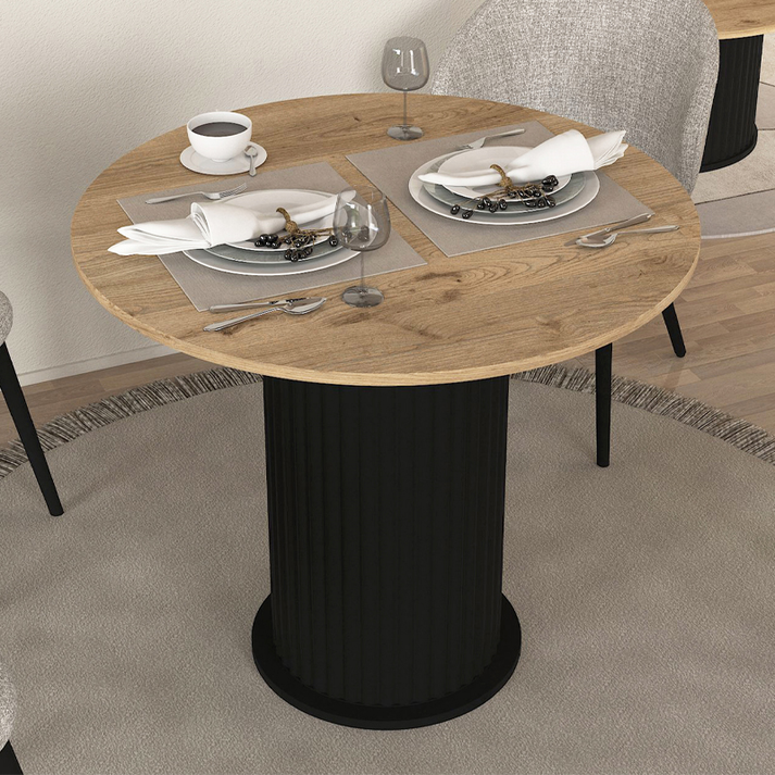 Τραπέζι Bohema χρώμα μαύρο - sepet oak Ø90x77,7εκ.
