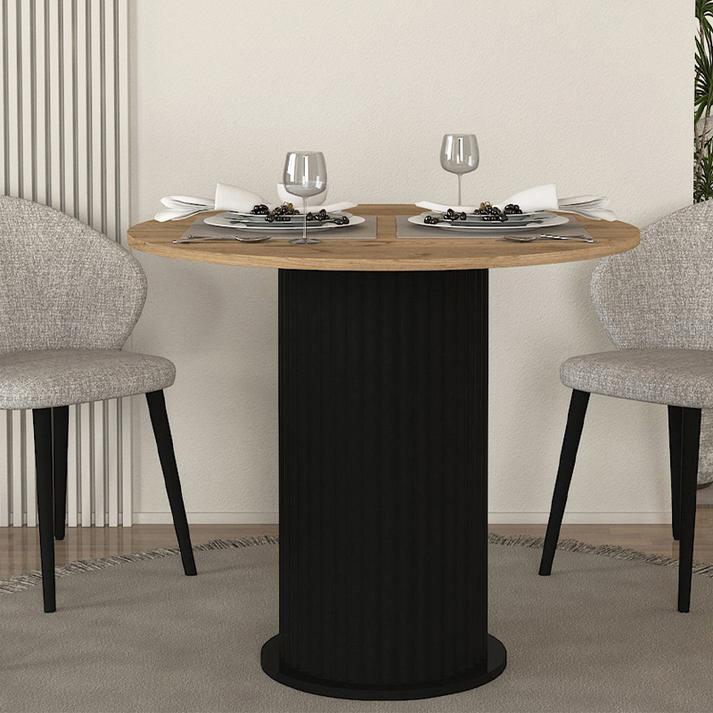 Τραπέζι Bohema χρώμα μαύρο - sepet oak Ø90x77,7εκ.