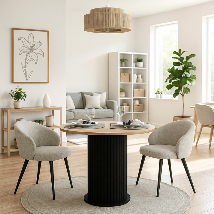 Τραπέζι Bohema χρώμα μαύρο - sepet oak Ø90x77,7εκ.