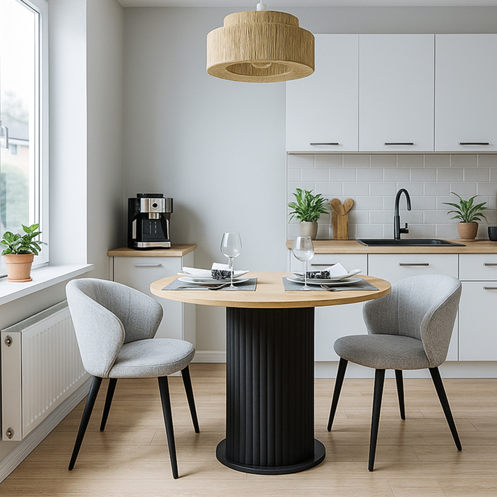 Τραπέζι Bohema χρώμα μαύρο - sepet oak Ø90x77,7εκ.