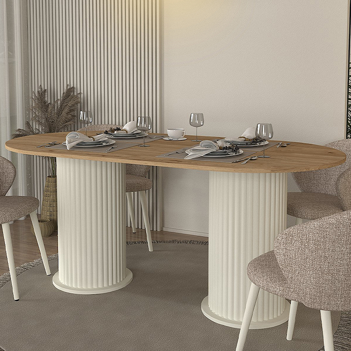 Τραπέζι Bohema χρώμα ivory - sepet oak 180x90x77,7εκ.