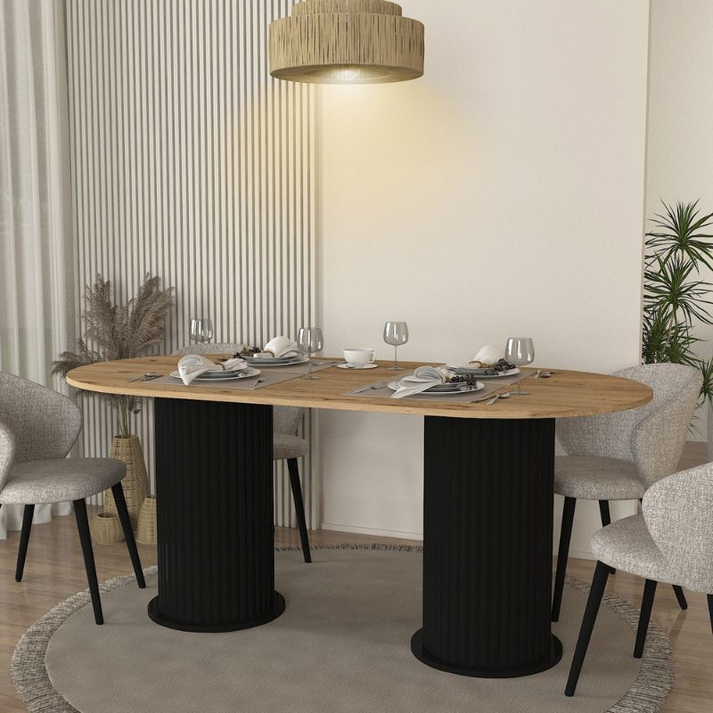 Τραπέζι Bohema χρώμα μαύρο - sepet oak 180x90x77,7εκ.