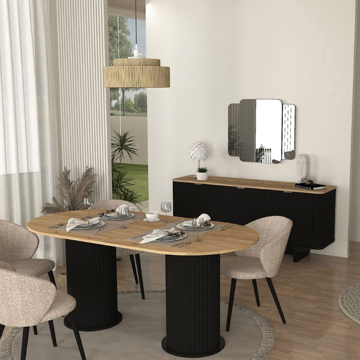 Τραπέζι Bohema χρώμα μαύρο - sepet oak 180x90x77,7εκ.