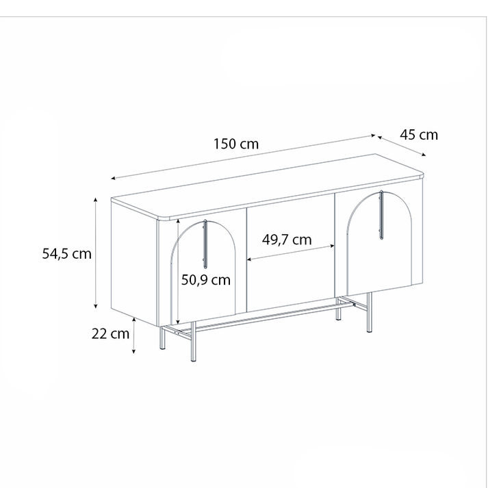 Μπουφές Rebel χρώμα rota oak - sandstone 150x45x76,5εκ.