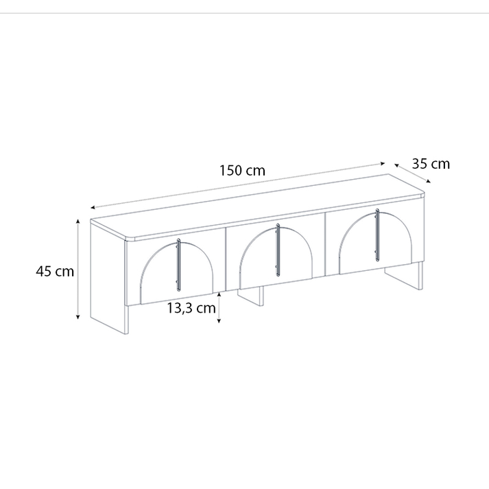 Έπιπλο τηλεόρασης Rebel χρώμα rota oak - sandstone 150x35x45εκ.