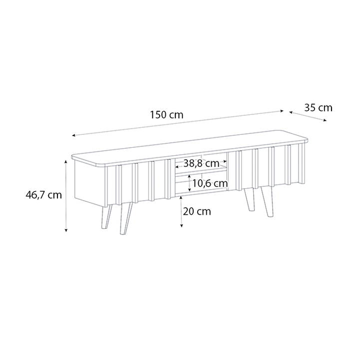 Έπιπλο τηλεόρασης Gemma χρώμα sepet oak 150x35x46,7εκ.