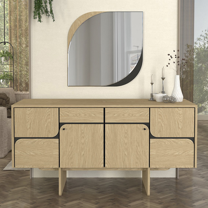 Καθρέπτης τοίχου Lava χρώμα rota oak - ανθρακί 70x2,2x70εκ.