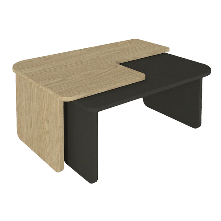 Τραπεζάκι σαλονιού σετ 2τμχ Lava χρώμα rota oak - ανθρακί 75x48,5x35,6εκ.