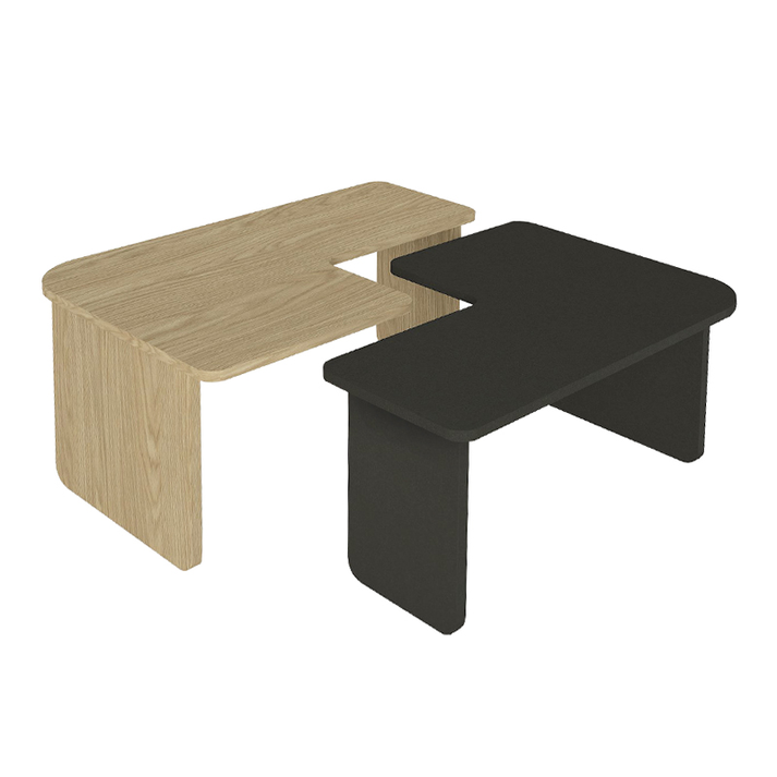 Τραπεζάκι σαλονιού σετ 2τμχ Lava χρώμα rota oak - ανθρακί 75x48,5x35,6εκ.