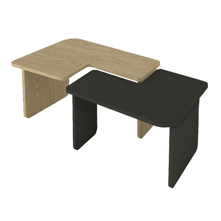 Τραπεζάκι σαλονιού σετ 2τμχ Lava χρώμα rota oak - ανθρακί 75x48,5x35,6εκ.