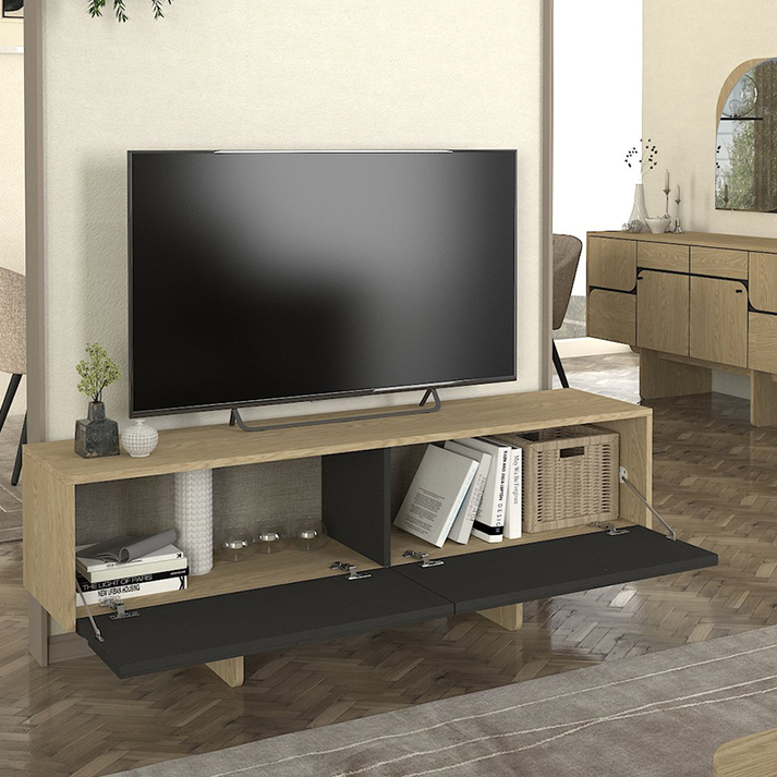 Έπιπλο τηλεόρασης Lava χρώμα rota oak - ανθρακί 150x35x51,3εκ.
