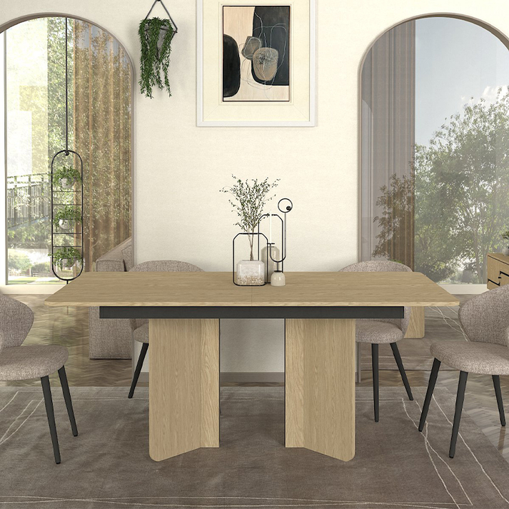Τραπέζι Lava χρώμα rota oak - ανθρακί 180x90x76,8εκ.