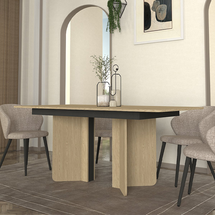 Τραπέζι Lava χρώμα rota oak - ανθρακί 180x90x76,8εκ.