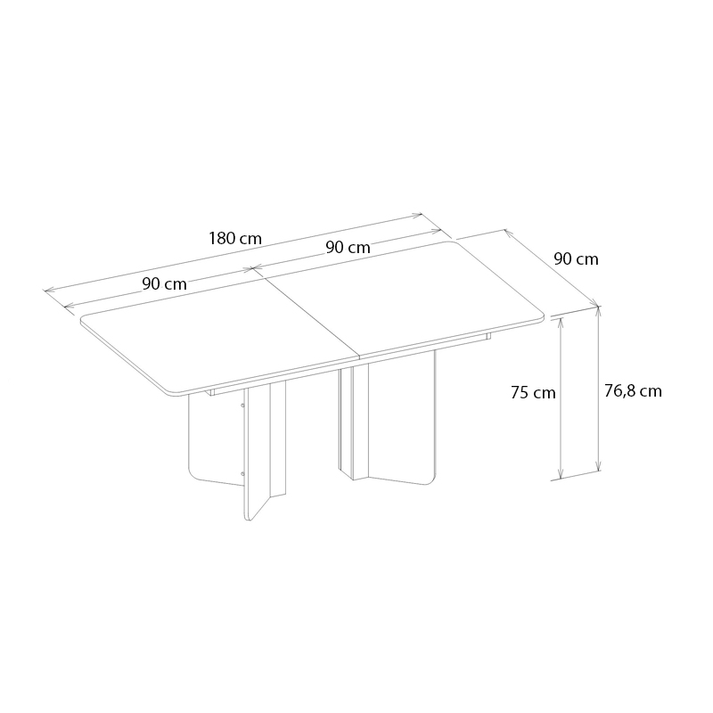 Τραπέζι Lava χρώμα rota oak - ανθρακί 180x90x76,8εκ.
