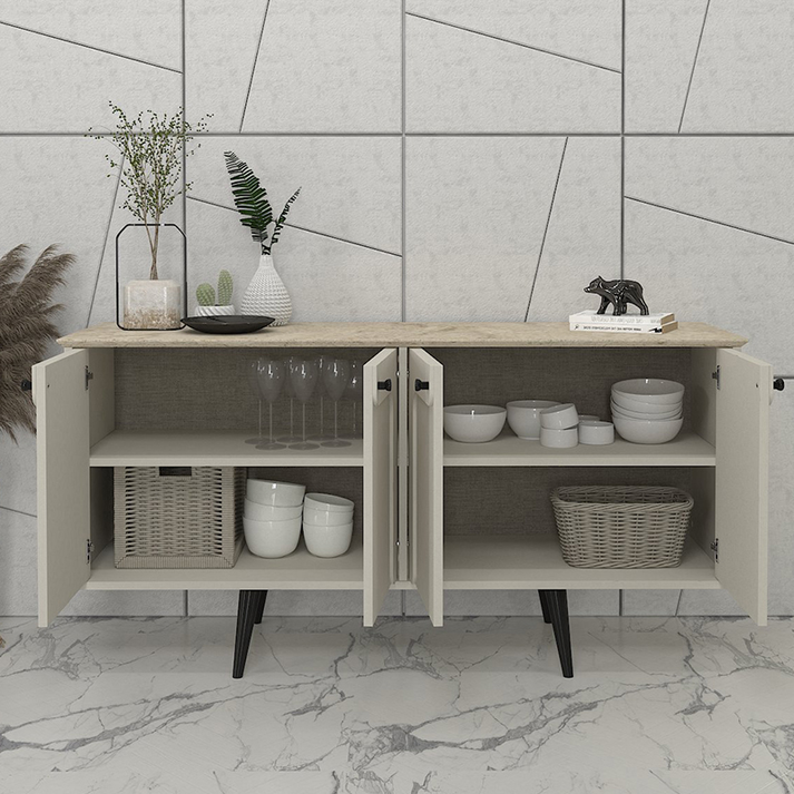 Μπουφές Sevilla χρώμα sandstone - travertine 150x44,6x72,2εκ.