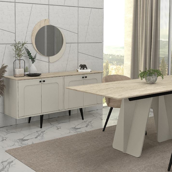 Μπουφές Sevilla χρώμα sandstone - travertine 150x44,6x72,2εκ.