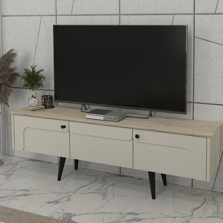 Έπιπλο τηλεόρασης Sevilla χρώμα sandstone - travertine 150x35x45,6εκ.