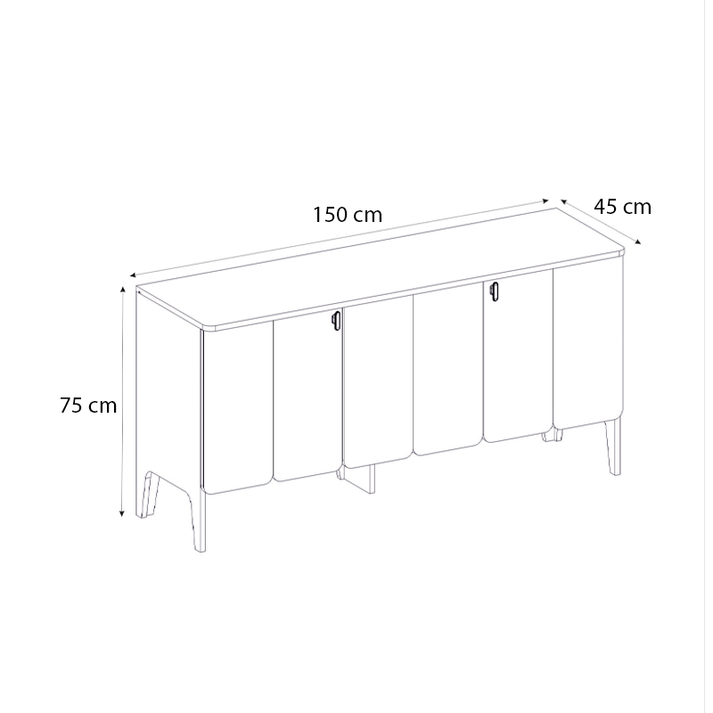 Μπουφές Pedro χρώμα ανθρακί - rota oak 150x45x75εκ.