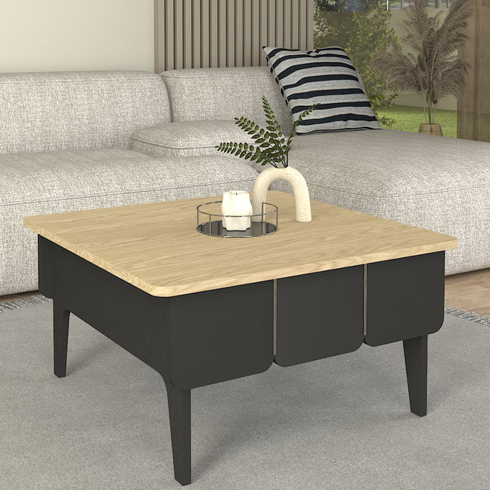 Τραπεζάκι σαλονιού Pedro χρώμα ανθρακί - rota oak 73,2x73,2x38,6εκ.