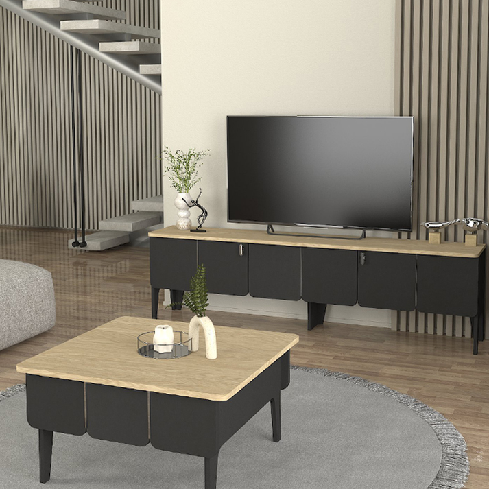 Τραπεζάκι σαλονιού Pedro χρώμα ανθρακί - rota oak 73,2x73,2x38,6εκ.