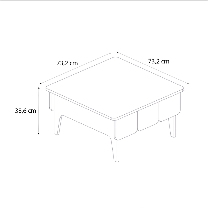 Τραπεζάκι σαλονιού Pedro χρώμα ανθρακί - rota oak 73,2x73,2x38,6εκ.