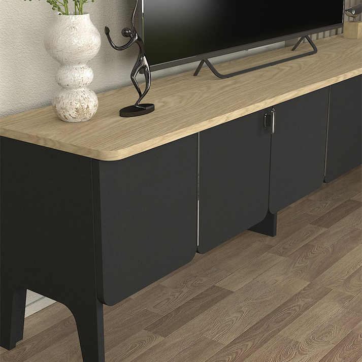 Έπιπλο τηλεόρασης Pedro χρώμα ανθρακί - rota oak 180x35x50,7εκ.