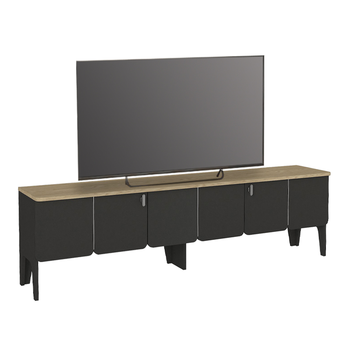 Έπιπλο τηλεόρασης Pedro χρώμα ανθρακί - rota oak 180x35x50,7εκ.