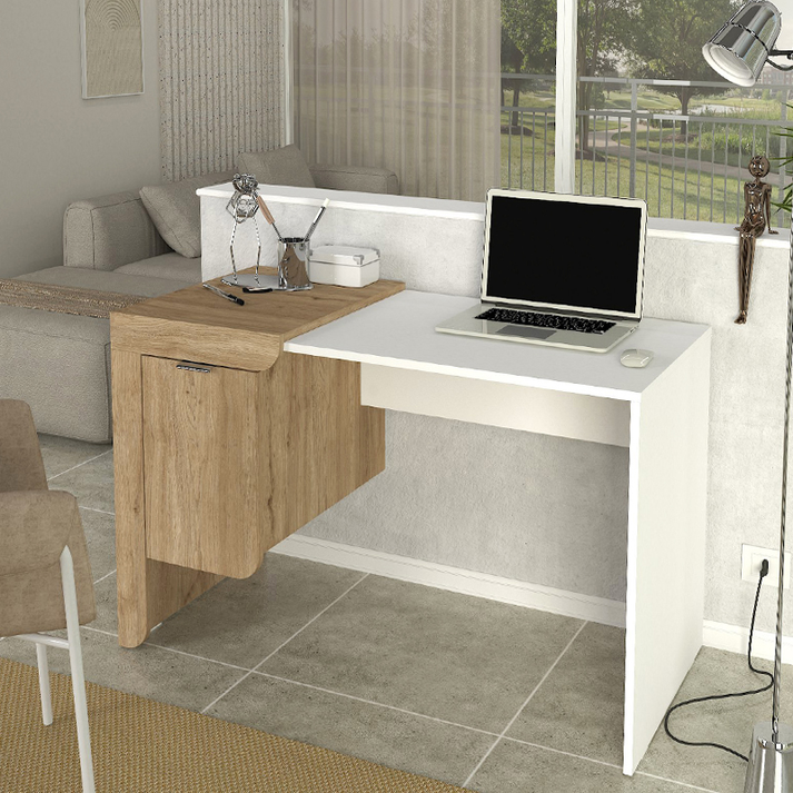 Γραφείο εργασίας Dario χρώμα sepet oak - λευκό 120x60x73,2εκ.