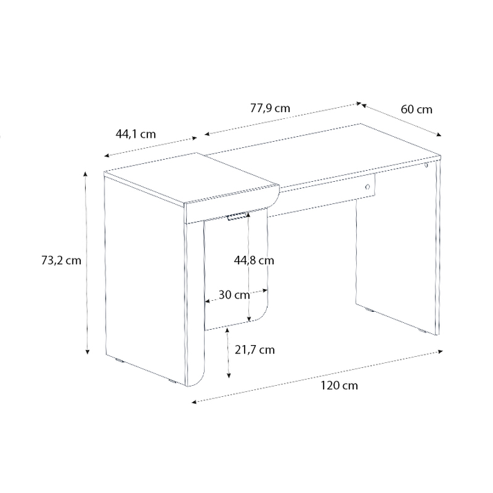 Γραφείο εργασίας Dario χρώμα sepet oak - λευκό 120x60x73,2εκ.