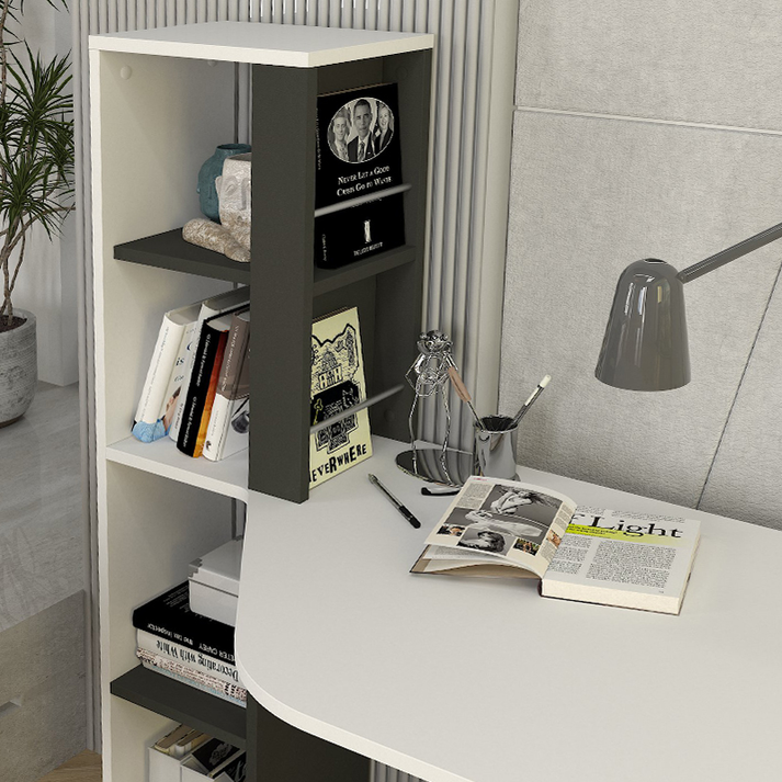 Γραφείο εργασίας Gemini χρώμα ανθρακί - λευκό 121,8x59,6x131,8εκ.