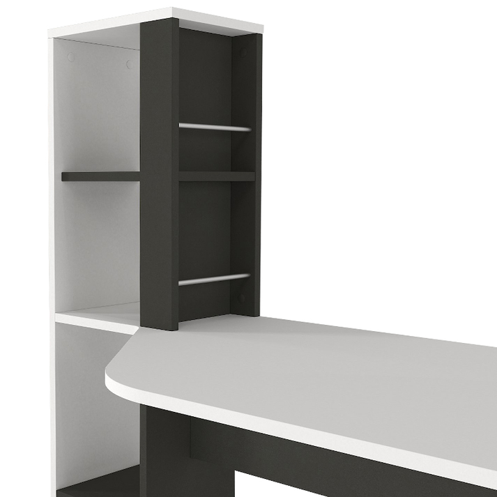 Γραφείο εργασίας Gemini χρώμα ανθρακί - λευκό 121,8x59,6x131,8εκ.