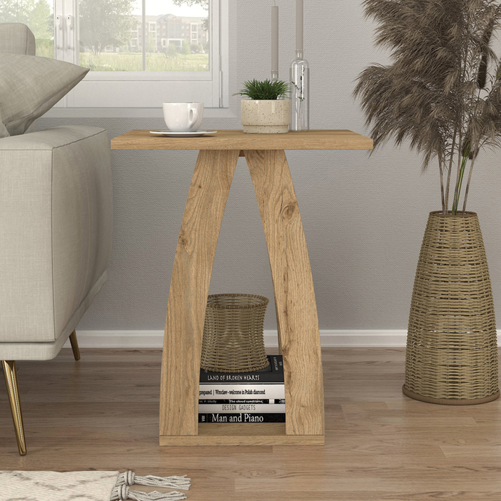 Τραπεζάκι βοηθητικό - Κομοδίνο Deros χρώμα sepet oak 45x45x56εκ.