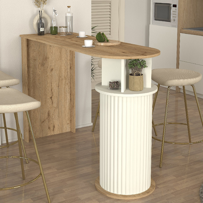 Τραπέζι μπαρ Bohema χρώμα sepet oak - ivory 150x51,6x101,8εκ.