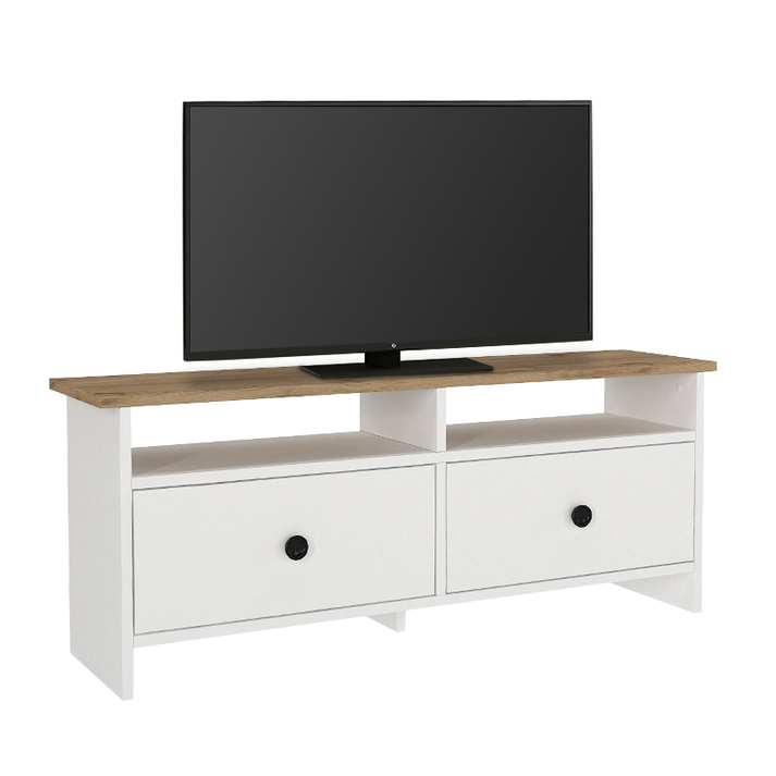 Έπιπλο τηλεόρασης Gradias χρώμα λευκό - sapphire oak 120x29,6x46,8εκ.