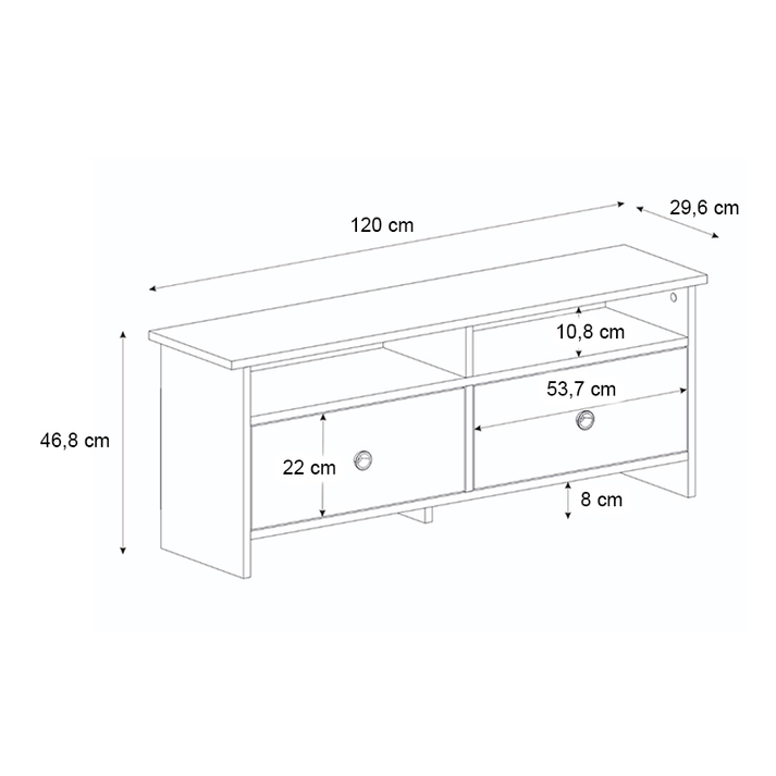 Έπιπλο τηλεόρασης Gradias χρώμα λευκό - sapphire oak 120x29,6x46,8εκ.