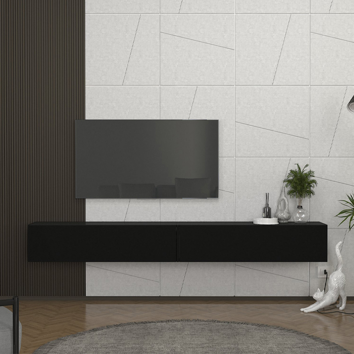 Έπιπλο τηλεόρασης επιτοίχιο Espanse χρώμα μαύρο 241,8x31,7x30εκ.
