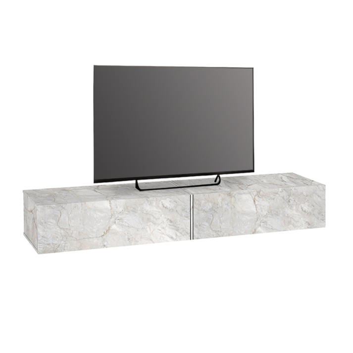 Έπιπλο τηλεόρασης επιτοίχιο Espanse χρώμα λευκό εφέ μαρμάρου 241,8x31,7x30εκ.