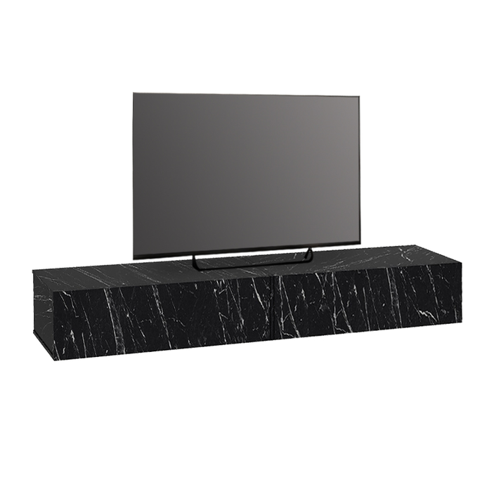 Έπιπλο τηλεόρασης επιτοίχιο Espanse χρώμα μαύρο εφέ μαρμάρου 241,8x31,7x30εκ.