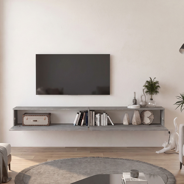Espanse wall-mounted TV stand gray concrete 241.8x31.7x30 cm