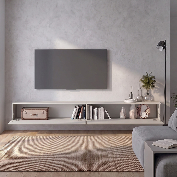 Wall-mounted TV unit Espanse sandstone 241.8x31.7x30 cm